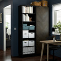 BESTÅ Storage combination with doors, black-brown Hedeviken/dark brown stained oak veneer, 120x42x202 cm