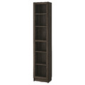 BILLY / OXBERG Bookcase with glass door, dark brown oak effect/clear glass, 40x30x202 cm