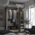 PAX / BERGSBO/ÅHEIM Wardrobe combination, dark grey dark grey/mirror glass, 150x60x201 cm