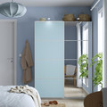 MEHAMN/AULI Pair of sliding doors, aluminium double sided/light blue mirror glass, 150x201 cm