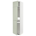 METOD High cab f fridge/freezer w 3 doors, white/Stensund light green, 60x60x240 cm