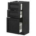 METOD/MAXIMERA Base cabinet with 3 drawers, black/Lerhyttan black stained, 40x39.5x88 cm