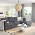 VIMLE 3-seat sofa-bed with chaise longue, Gunnared medium grey