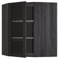 METOD Corner wall cab w shelves/glass dr