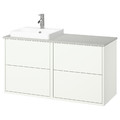 HAVBÄCK / ORRSJÖN Wash-stand/wash-basin/tap, white/grey stone effect, 122x49x71 cm