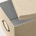 KVARNVIK Storage box with lid, beige, 25x35x20 cm