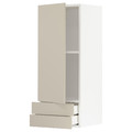 METOD / MAXIMERA Wall cabinet with door/2 drawers, white/Havstorp beige, 40x100 cm