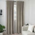 LAGEROLVON Room darkening curtains, 1 pair, beige, 145x300 cm