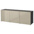 BESTÅ Storage combination with doors, black-brown/Selsviken high-gloss/beige, 180x42x65 cm