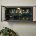BOASTAD Wall shelf, black/oak veneer, 181x32 cm