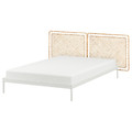 VEVELSTAD Bed frame with 2 headboards, white/Tolkning rattan, 140x200 cm