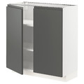 METOD Base cabinet with shelves/2 doors, white/Voxtorp dark grey, 80x37 cm