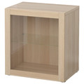 BESTÅ Shelf unit with glass door, Sindvik white stained oak effect, 60x40x64 cm