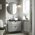 TÄNNFORSEN / TÖRNVIKEN Wash-stnd w drawers/wash-basin/tap, light grey/black marble effect, 82x49x79 cm