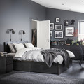 MALM Bed frame, high, w 2 storage boxes, black-brown, 160x200 cm