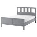 HEMNES Bed frame with mattress, grey stain/Åkrehamn medium firm, 140x200 cm