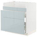 METOD / MAXIMERA Base cb f HAVSEN snk/3 frnts/2 drws, white/Kallarp light grey-blue, 80x60 cm