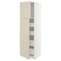 METOD / MAXIMERA Hi cab w 2 doors/4 drawers, white/Havstorp beige, 60x60x200 cm