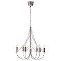 HÅRMÖJA Chandelier, 6-armed, brushed stainless steel