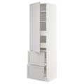 METOD / MAXIMERA Hi cab w shlvs/4 drawers/dr/2 frnts, white/Lerhyttan light grey, 60x60x220 cm