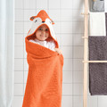 BRUMMIG Towel with hood, fox shaped/orange, 70x140 cm