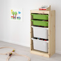 TROFAST Storage combination with boxes, light white stained pine, gray, 44x30x91 cm