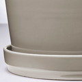 KLOTLÖNN Plant pot with saucer, in/outdoor/grey/beige, 24 cm