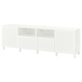 BESTÅ TV unit with doors and drawers, white, Hanviken/Stubbarp white, 240x42x74 cm