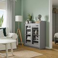 HAUGA Glass-door cabinet, grey, 105x116 cm