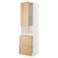 METOD / MAXIMERA Hi cab f micro w door/2 drawers, white/Forsbacka oak, 60x60x220 cm