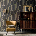 GoodHome Vinyl Wallpaper on Fleece Leucie, black/gold