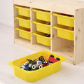 TROFAST Storage combination with boxes, light white stained pine/yellow, 93x44x52 cm