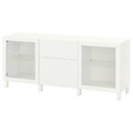 BESTÅ Storage combination with drawers, white Lappviken, Sindvik/Stubbarp white clear glass, 180x42x74 cm