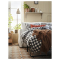 EKTANDVINGE Duvet cover and pillowcase, anthracite white/check, 150x200/50x60 cm