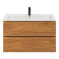 Goodhome Wall-mounted Basin Cabinet Imandra 100cm, walnut