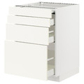 METOD / MAXIMERA Bc w pull-out work surface/3drw, white/Vallstena white, 60x60 cm