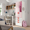 SMÅSTAD / PLATSA Wardrobe, white pale pink/with 3 drawers, 60x42x181 cm