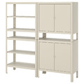 KOLBJÖRN Shelving unit with 2 cabinets, beige, 171x37 cm