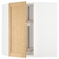 METOD Corner wall cabinet with carousel, white/Forsbacka oak, 68x80 cm