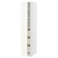 METOD / MAXIMERA High cabinet with drawers, white/Vallstena white, 40x60x200 cm