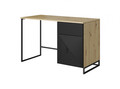 Desk with Drawer Asha 120 cm, artisan, matt black, black frame