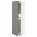 METOD High cabinet for fridge/freezer, white/Nickebo matt grey-green, 60x60x200 cm