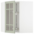 METOD Corner wall cab w carousel/glass dr, white/Stensund light green, 68x80 cm