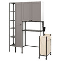 ENHET Storage combination for laundry, anthracite/grey frame, 80x32x204 cm