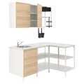 ENHET Corner kitchen, white, oak effect