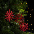 Christmas Hanging Decoration Snowflake 10cm 12pcs, red