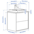 ÄNGSJÖN / BACKSJÖN Wash-stnd w drawers/wash-basin/tap, high-gloss white/white marble effect, 62x49x71 cm