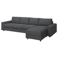 VIMLE 4-seat sofa with chaise longue, with wide armrests/Hallarp grey