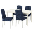 INGATORP / BERGMUND Table and 4 chairs, white/white Kvillsfors dark blue/blue, 155/215 cm