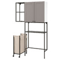 ENHET Storage combination for laundry, anthracite/grey frame, 120x32x204 cm